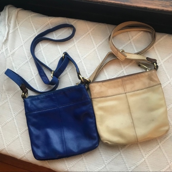 TWO LEATHER FOSSIL SWING-PACKS CROSSBODY BAGS - Picture 2 of 7